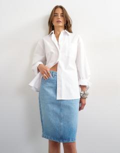 Denim 90s midi skirt in bleach