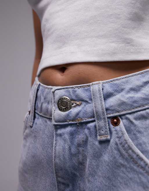 Topshop denim a-line mom shorts in bleach, 3 of 5