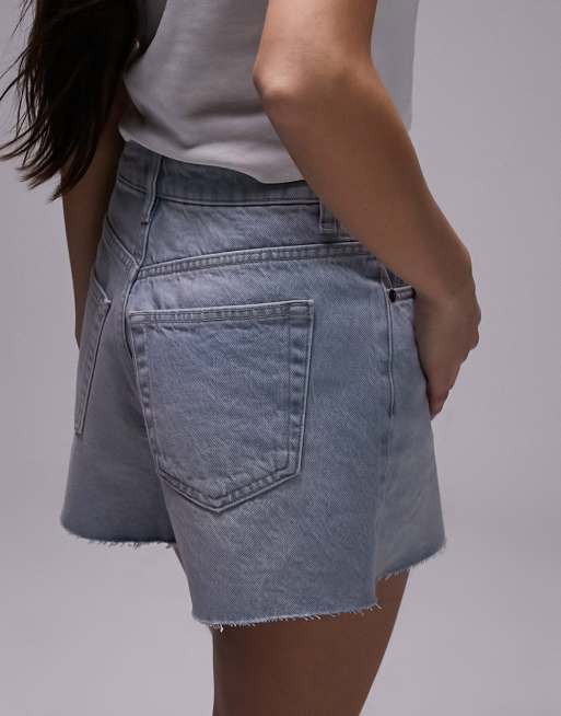 Topshop denim a-line mom shorts in bleach, 4 of 5
