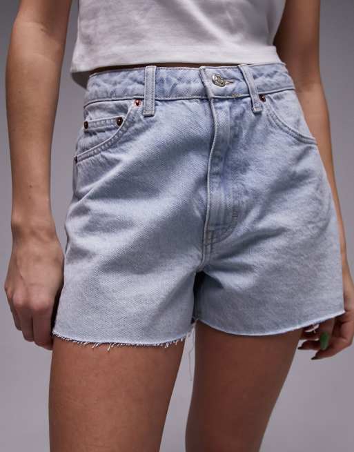Topshop denim a-line mom shorts in bleach, 5 of 5
