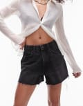 [Topshop] Topshop denim A line mom shorts in washed black 6 Washed Black