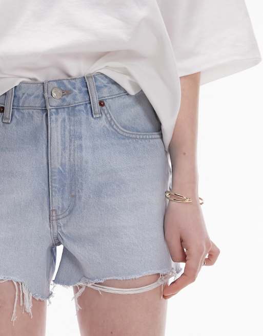 Topshop ripped best sale denim mom shorts