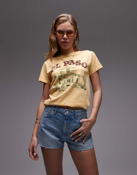 Topshop denim A-line shorts in bleach - view 1