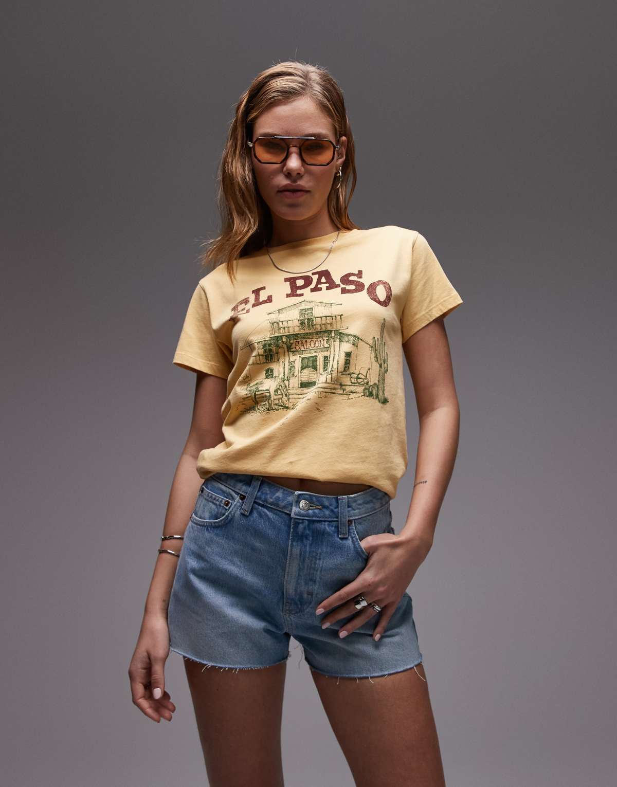 Topshop denim A-line shorts in bleach