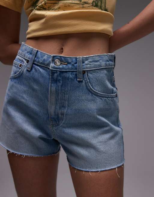 Topshop denim A-line shorts in bleach