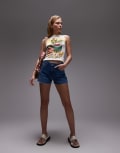 [Topshop] Topshop denim A-line shorts in mid blue 6 Mid blue