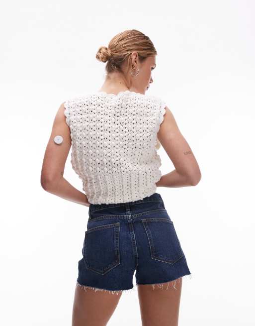 Topshop denim A-line shorts in rich blue, 2 of 5