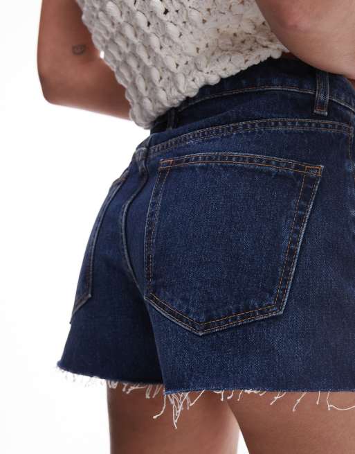 Topshop denim A-line shorts in rich blue, 3 of 5