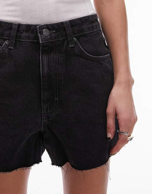 Girlfriend Denim Shorts in Washed Black