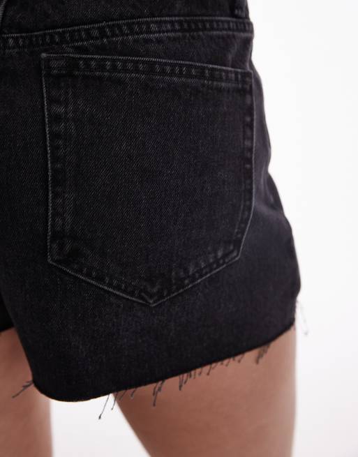 Topshop denim a-line shorts in washed black, 2 of 5