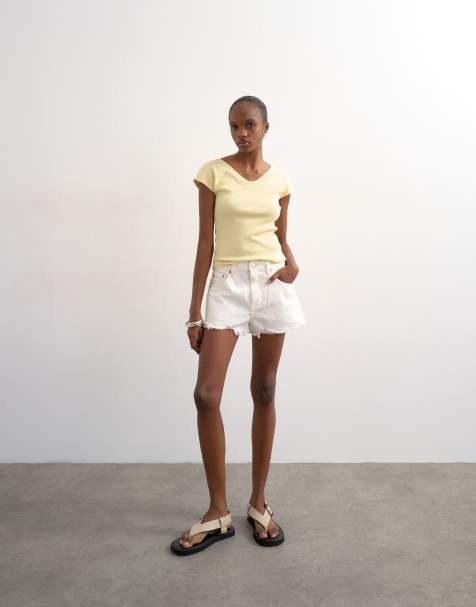 Short Gris Femme Topshop En Coton-polyester - Taille 8 - Style Moto Décontracté