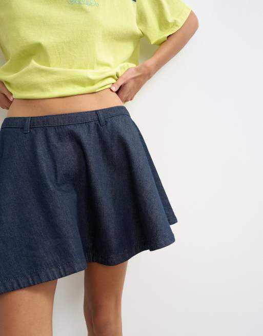 Topshop denim asymmetric mini skirt in rinse wash, 4 of 5