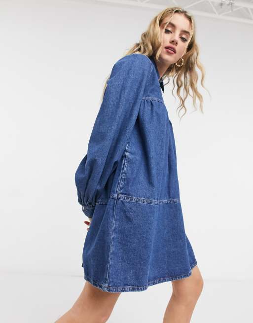 Topshop Maternity Denim Babydoll Dress In Blue, 48% OFF