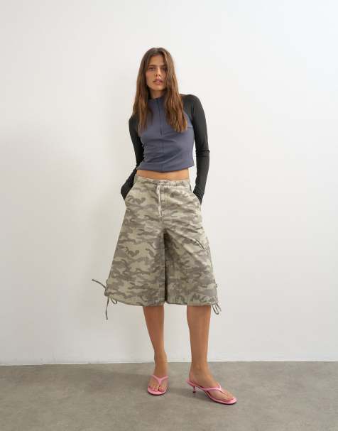 Topshop denim baggy camo jorts - view 1