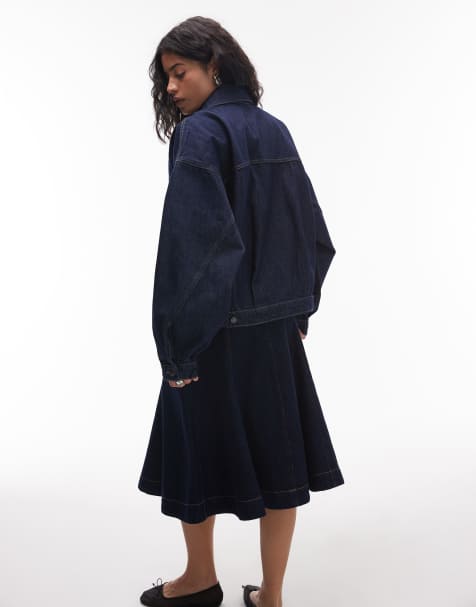 Topshop denim balloon jacket in indigo rinse - view 1