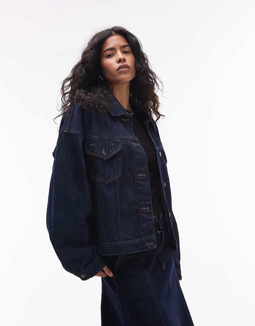 Topshop denim balloon jacket in indigo rinse, 3 of 4