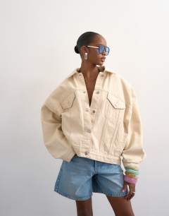 Denim balloon jacket in natural