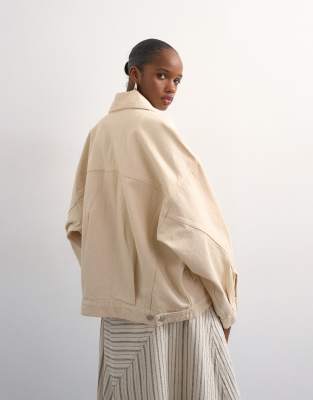 Denim balloon jacket in natural | Topshop