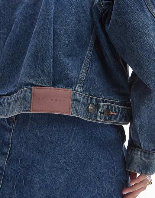 Topshop denim balloon sleeve jacket in authentic green ASOS