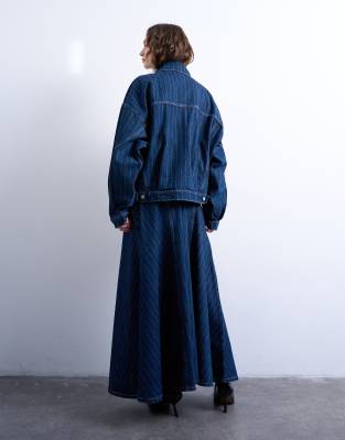 Topshop Denim Balloon Sleeves Jacket In Blue