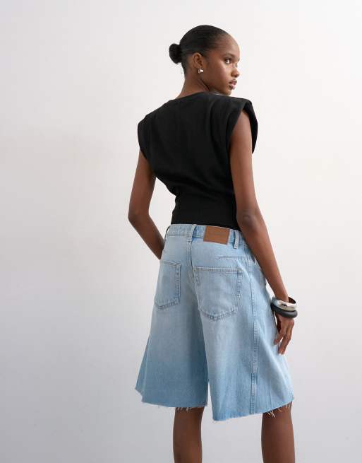 Topshop denim barrel jort in bleach, 4 of 5