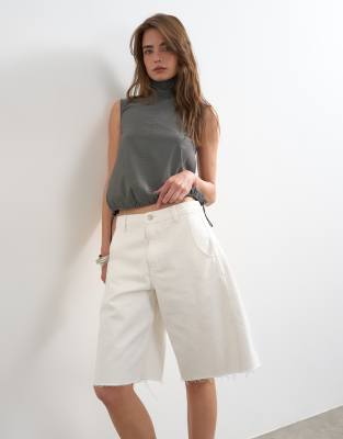 Topshop denim barrel leg jorts in white white 12590₽