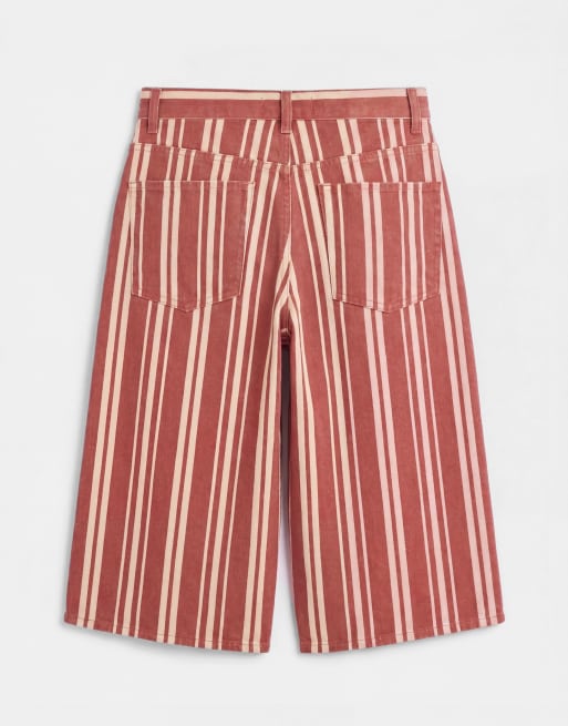 Topshop denim bermuda short in red stripe, 7 of 9