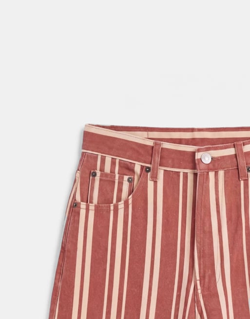 Topshop denim bermuda short in red stripe, 8 of 9