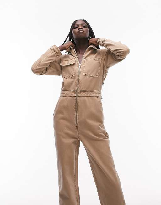 Topshop khaki cheap boiler suit