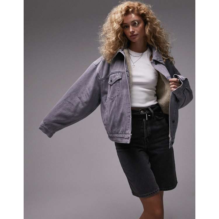 Borg biker jacket topshop shop