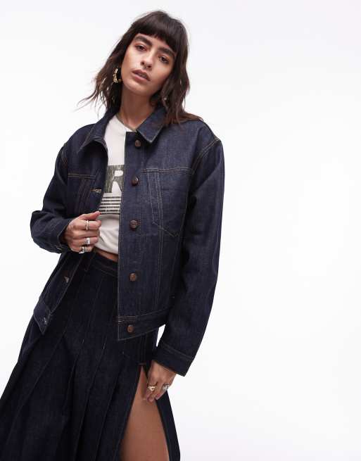  Topshop denim boxy jacket in raw indigo