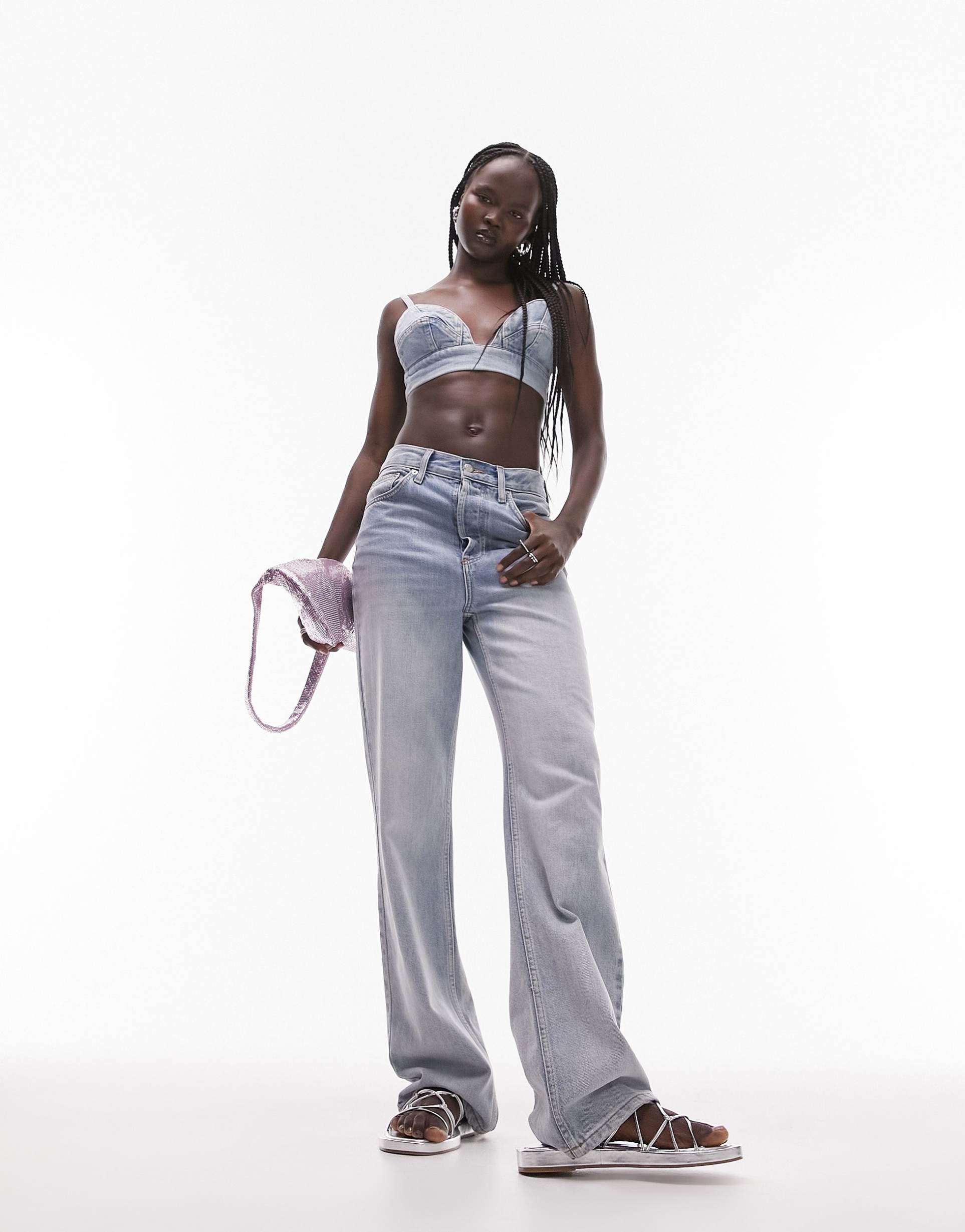 topshop denim bralet in bleach