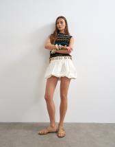 Topshop denim bubble hem mini skirt in bone