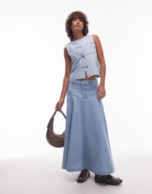 Topshop Denim Button Up Shell Top