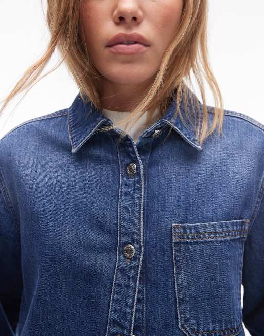 Haut En Jean Bleu Topshop Femme - Taille UK 10 - Occasion En Très Bon état