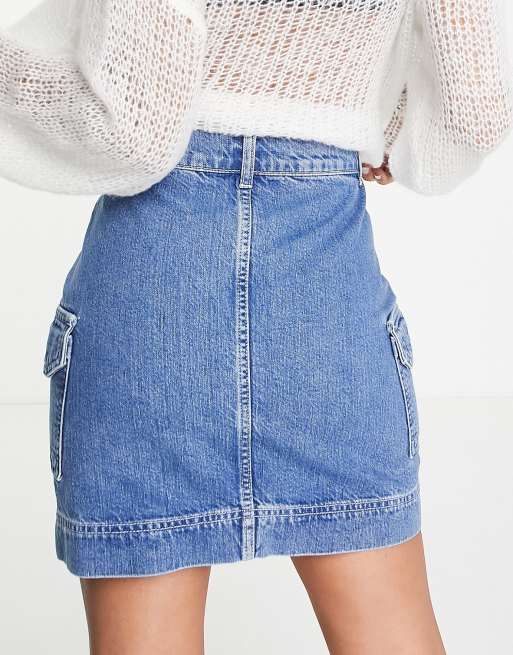 Topshop cargo shop denim skirt