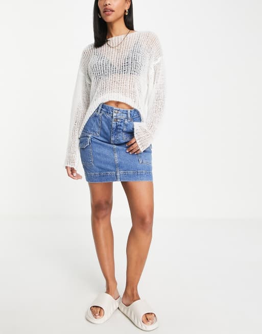 Topshop cargo 2025 denim skirt