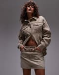 [Topshop] Topshop denim cinch shirt in latte brown (part of a set) 6 Latte brown