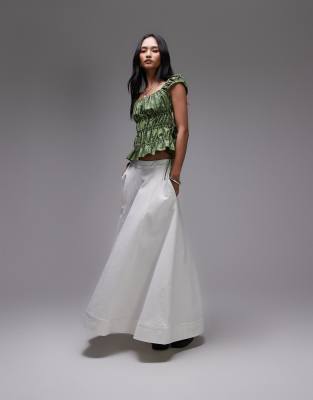 Topshop denim circle maxi skirt in ecru - view 1