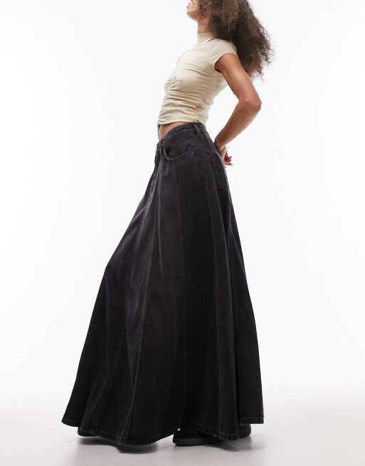 Black maxi circle skirt best sale