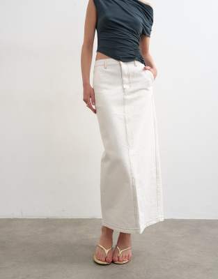 Denim column maxi skirt in bone