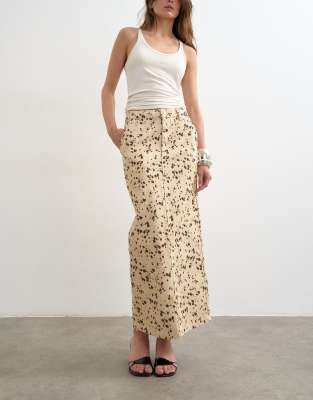 Topshop denim column maxi skirt in deer print 16390₽