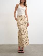 Topshop denim column maxi skirt in deer print