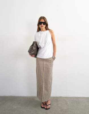 Denim column maxi skirt in stripe