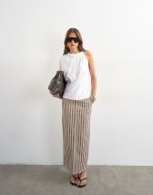 Topshop denim column maxi skirt in stripe