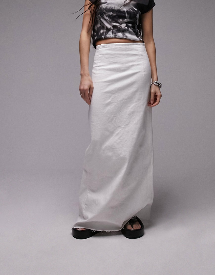 Topshop denim comfort stretch maxi skirt in white