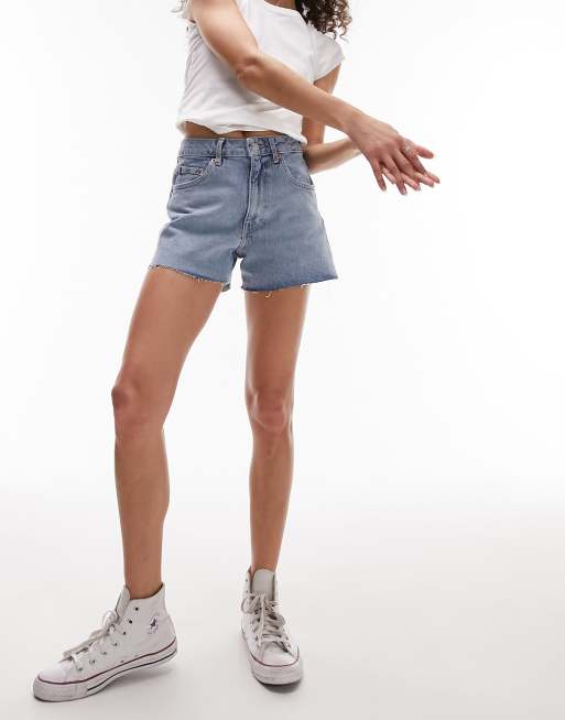 Topshop denim comfort stretch mom shorts in bleach ASOS