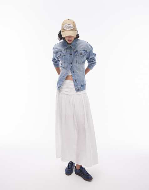Topshop denim contoured trucker jacket in bleach - view 1