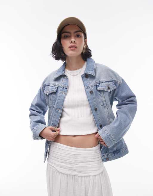 Topshop denim contoured trucker jacket in bleach ASOS