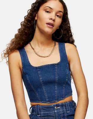 Indigo Blue Denim Crop Top - Women - Ready-to-Wear